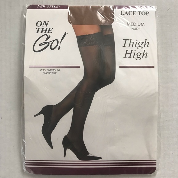 On The Go! Lace Top Nude Thigh High, Size M - Picture 1 of 3